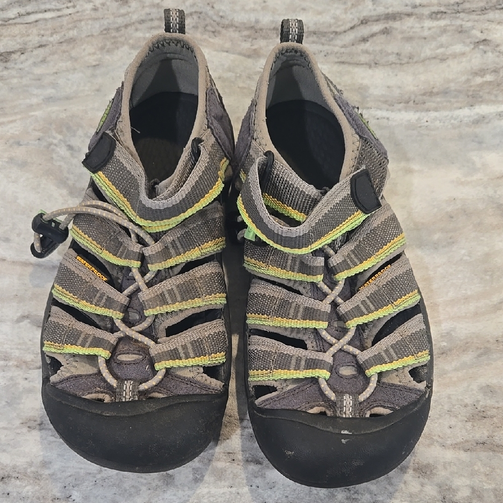 Kids Gray and Yellow Keen Outdoor Shoes